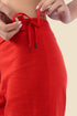 Fitted cropped pants in cotton slub with elastic waistline